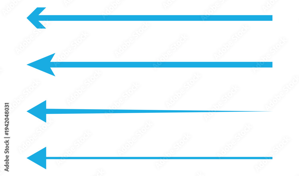 Fototapeta premium horizontal long arrow icon pointing to left in side. long arrow icon, left thin line, black cursor, horizontal element, icon isolated on white background.