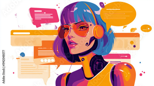 Woman Wearing Headphones and Sunglasses.