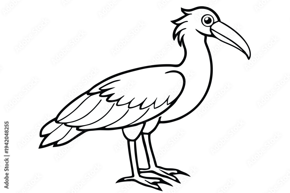 Obraz premium shoebill bird silhouette line art vector illustration with a white background