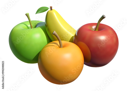 A group of apples and a pear
