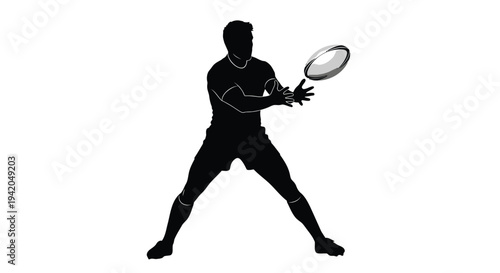 Black silhouette of a man playing tennis vector