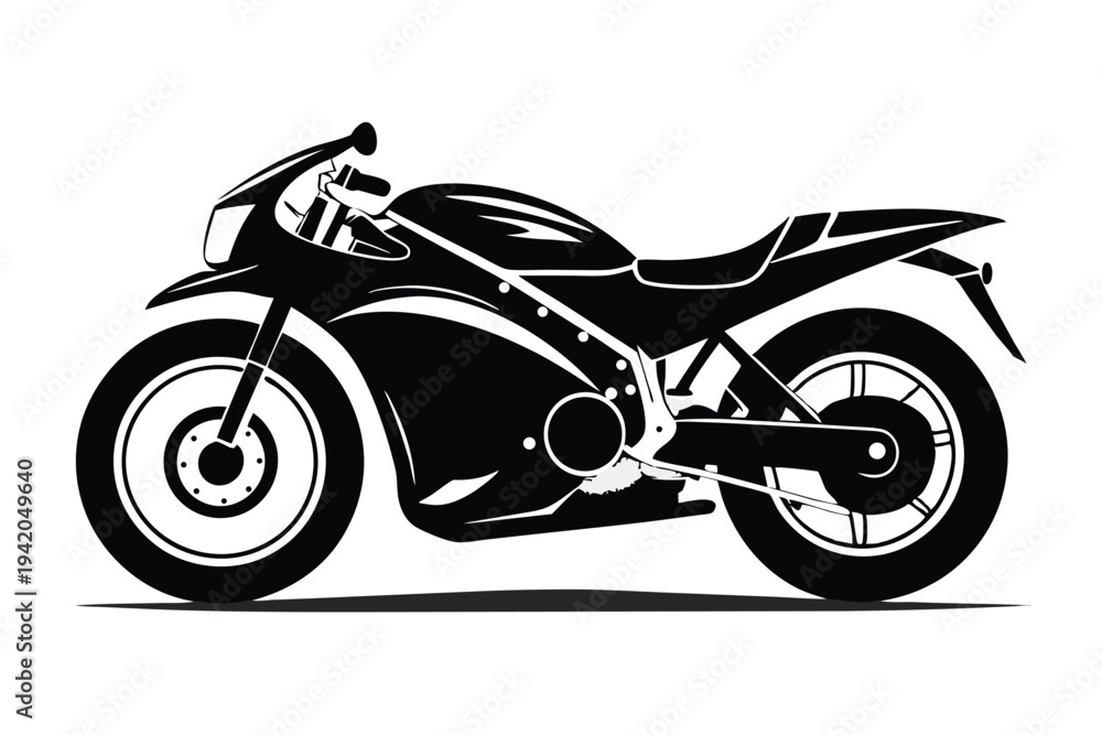 Obraz premium drag bike silhouette line art vector illustration with a white background