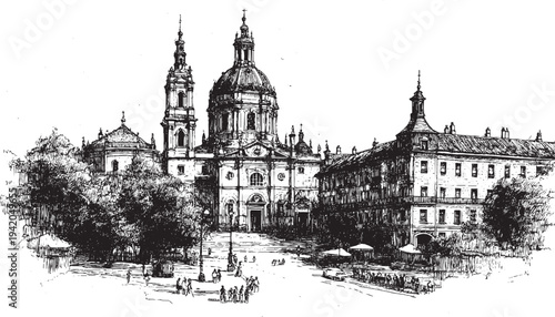 Seville Cathedral, Spain illustration on a white background. This vector illustration can be used in any size you like for advertising, logos, and other work.
