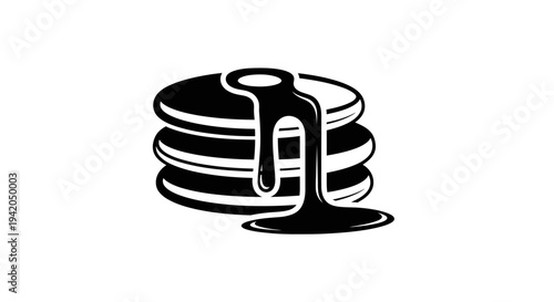 Stack of Pancakes with Dripping Syrup Representing Sweet Breakfast on Isolated White Background