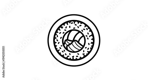 Delicious Sushi Roll in a Bowl Representing Asian Cuisine on Isolated White Background