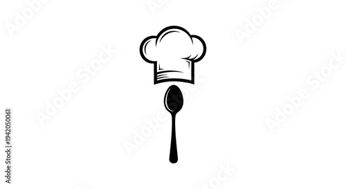 Chef Hat on a Spoon Representing Culinary Profession on Isolated White Background