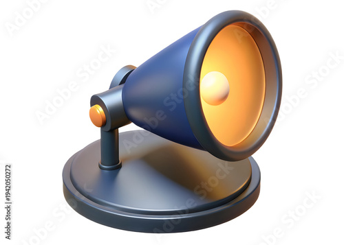 A purple desk lamp with a yellow light on