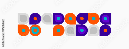 Colorful circles, squares repeat pattern. Geometric shapes create playful design. Modern aesthetic, vibrant hues present.