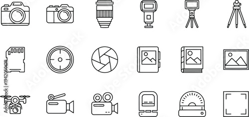 A collection of photography and video icons