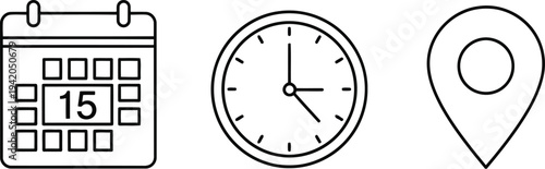 Icons for date, time, and location