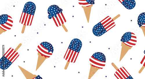 American flag ice cream cone pattern vector