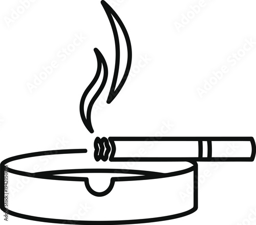 A cigarette butt smoldering in an ashtray