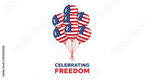 Vector illustration of 4th of July patriotic balloons celebrating freedom