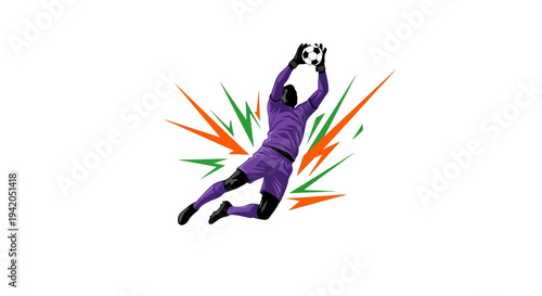 Goalkeeper Catching Ball in Mid Air.