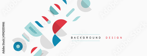 Abstract geometric shapes overlap, creating dynamic visual texture. Minimalist design uses cool, warm color palette. Background appears clean, modern.