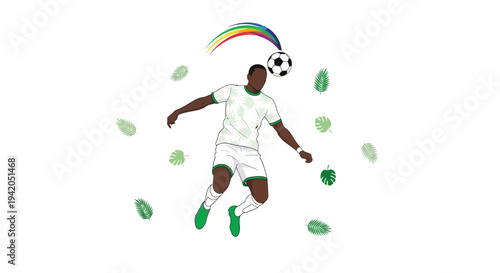 Man Playing Soccer with Money Falling.