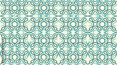 Seamless Abstract Geometric Pattern with Interlocking Curves and Circles