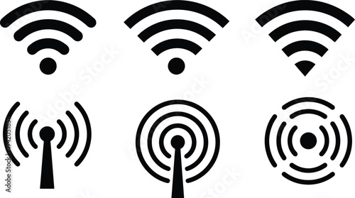 Wi fi signal strength icons set various wireless network symbols
