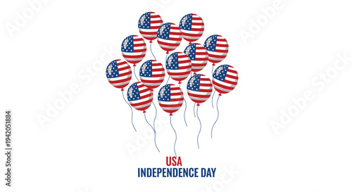 Set of 13 American flag balloons vector, USA Independence Day