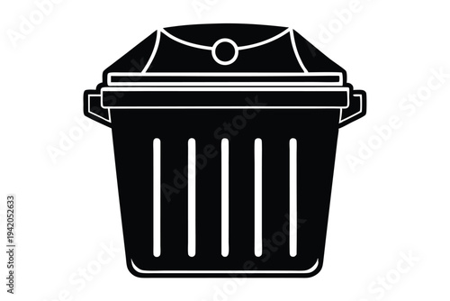 compost bin silhouette line art vector illustration with a white background