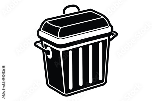 compost bin silhouette line art vector illustration with a white background