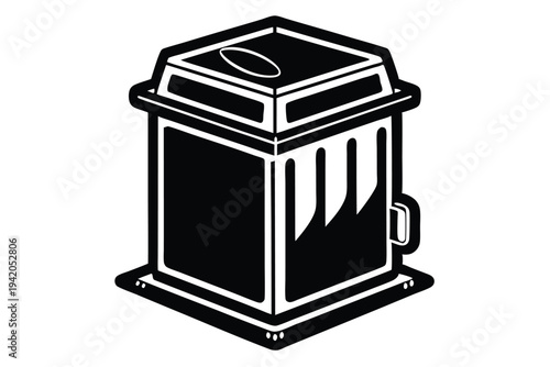 compost bin silhouette line art vector illustration with a white background