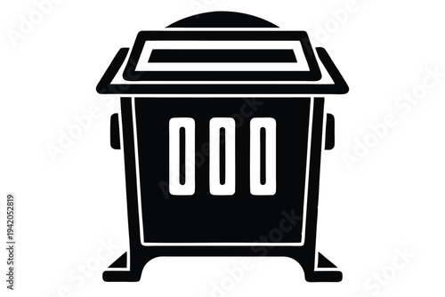 compost bin silhouette line art vector illustration with a white background