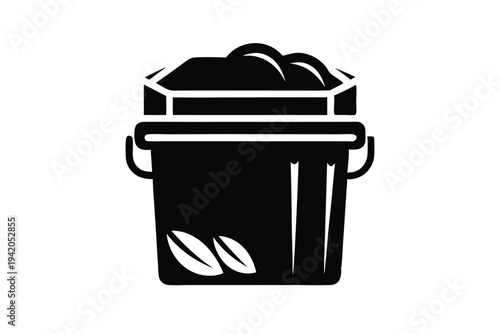 compost bin silhouette line art vector illustration with a white background