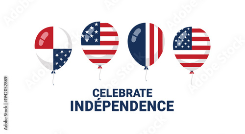 Set of 4 Independence Day balloons vector
