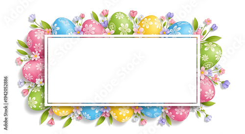 Easter egg border with blank frame