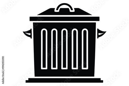 compost bin silhouette line art vector illustration with a white background