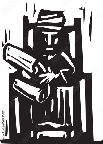 Ruler with a turban and scroll