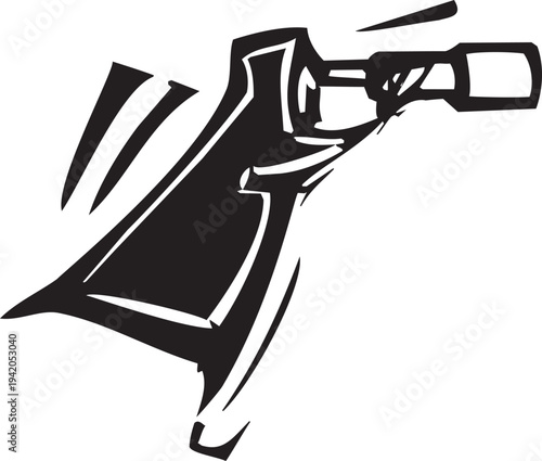 Woodcut image of a spy with a telescope
