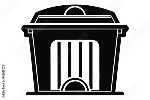 compost bin silhouette line art vector illustration with a white background