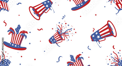Seamless pattern of American independence day icons vector