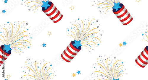 Vector patriotic firework pattern with stars