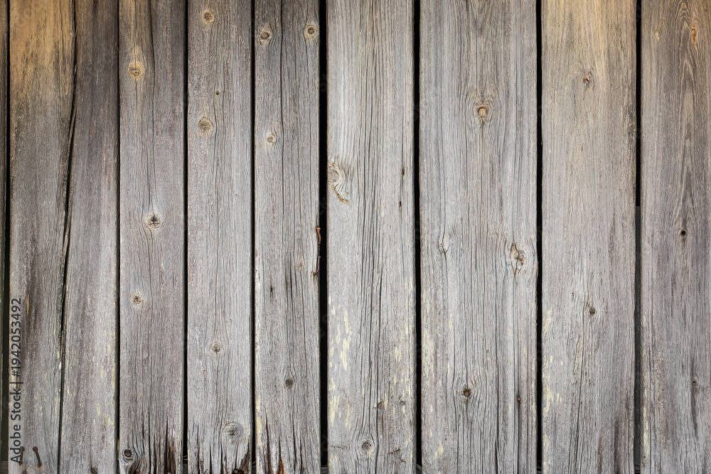 Fototapeta premium Weathered Wooden Planks Wall Texture Background With Vertical Rustic Boards