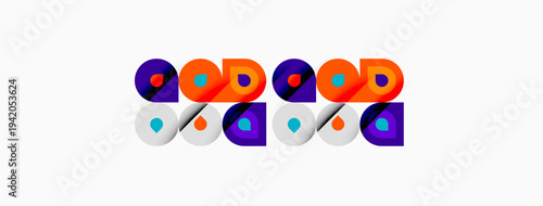 Colorful circles form word good, repeated twice. Modern design, vibrant hues, simple shapes, clean aesthetic.