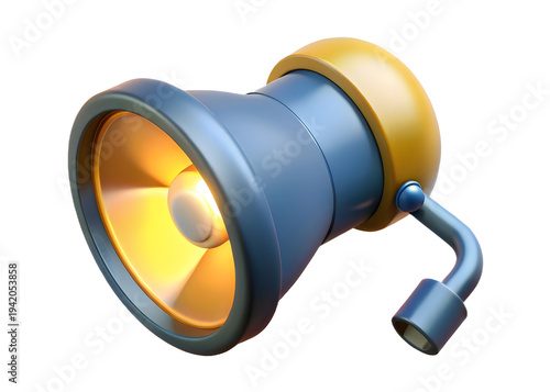 A blue and gold metal object with a handle