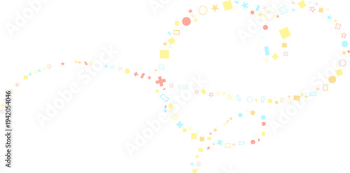 Abstract curly swirl with geometric shapes 