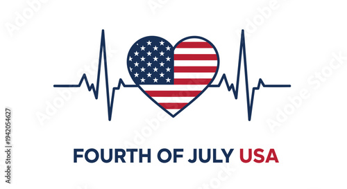 USA Independence Day heart icon vector