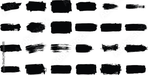 A collection of black brush strokes on a white background for artistic reference