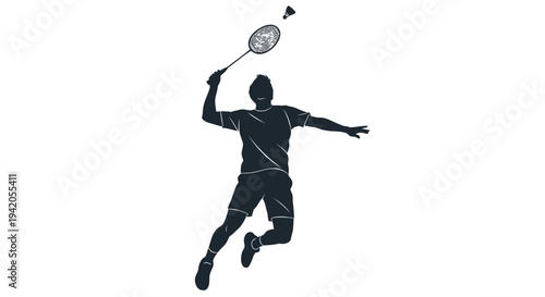 Vector illustration of a badminton player in action
