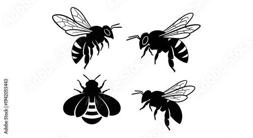 Golden Honey Pack – Minimal Bee Silhouette Logo Set