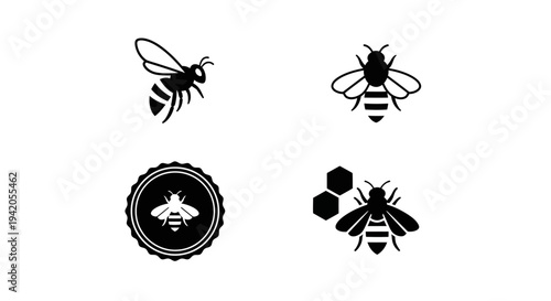 Golden Honey Pack – Minimal Bee Silhouette Logo Set