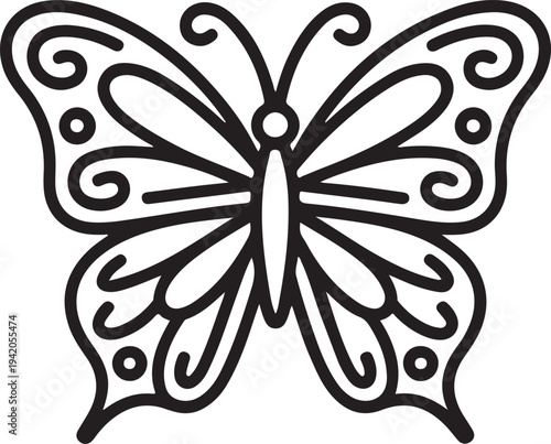 Decorative butterfly line art vector illustration isolated on white