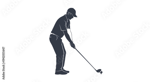 Vector illustration of a golfer in action, golf player icon