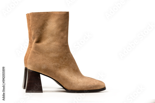 Photos Brown Female Suede Heeled Ankle Boots