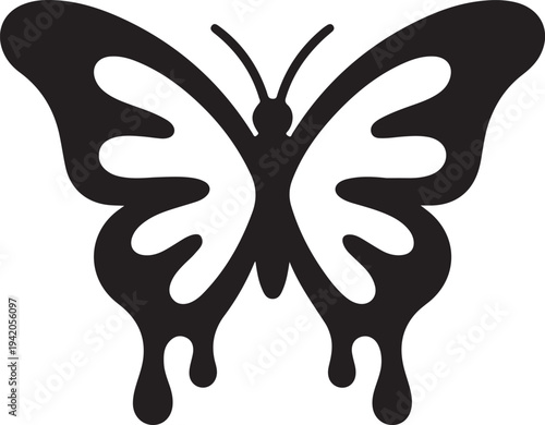 Butterfly silhouette with melting wings insect vector design