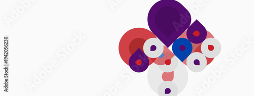 Abstract colorful circles overlap, creating dynamic composition. Shapes vary size, hue, forming interesting visual pattern.